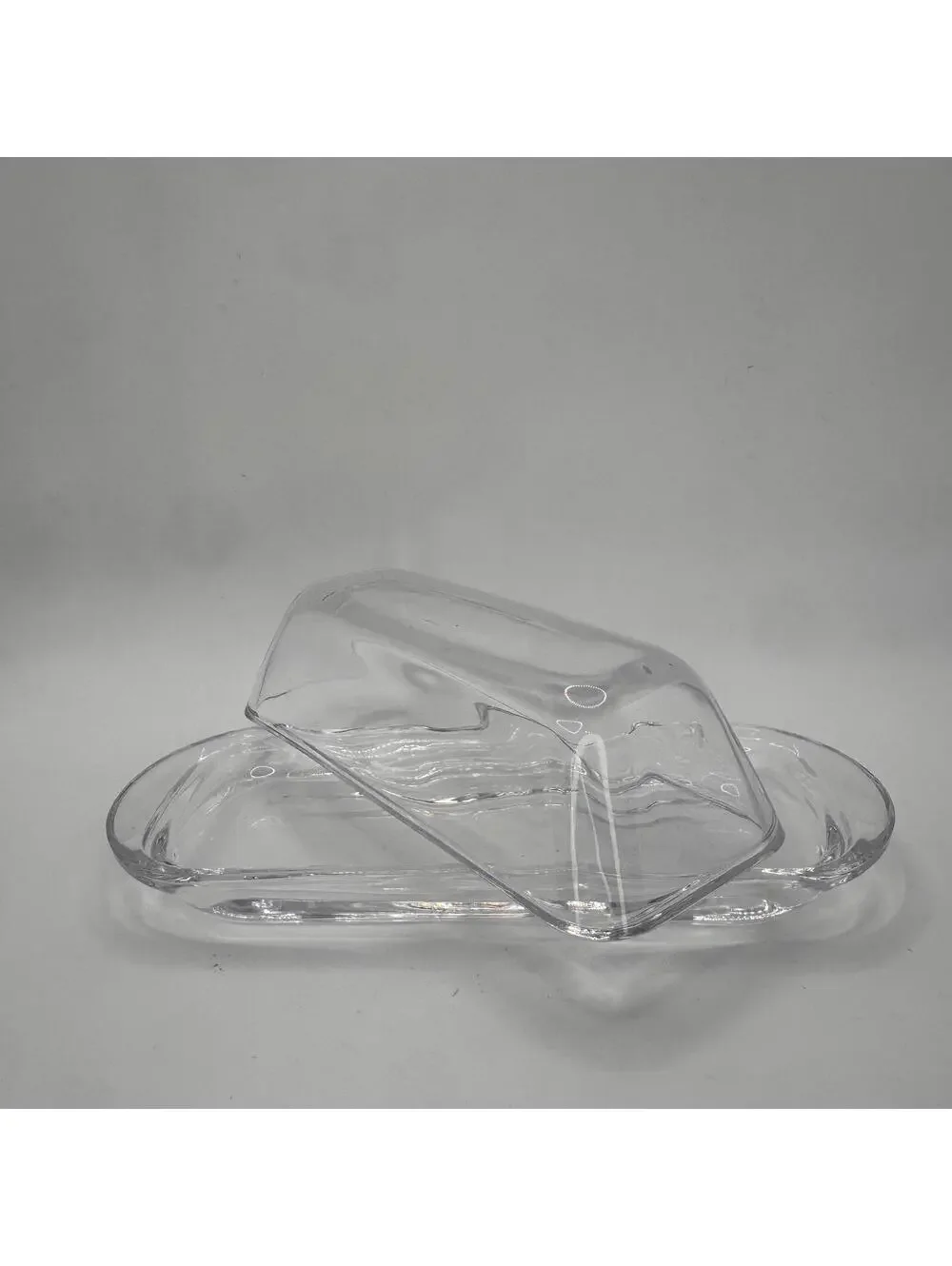 Vintage Clear Glass Butter Dish with Lid | Farmhouse Kitchen Decor, Mid Century